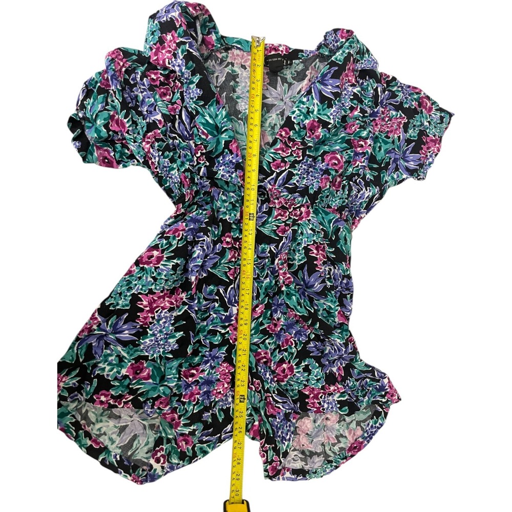 Crazy 4 U Womens Romper L Vintage Floral Short‎ Sleeve Tropical Summer Hippie - Picture 12 of 14